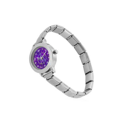 Purple Damask Rune Pentacle Clock Women's Italian Charm Watch(Model 107)