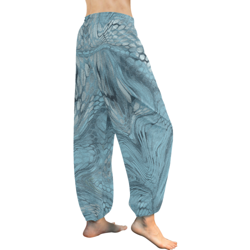 blue frost dragon animal snake skin pattern Women's All Over Print Harem Pants (Model L18)