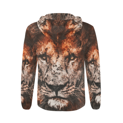 lion jbjart #lion All Over Print Full Zip Hoodie for Men/Large Size (Model H14)