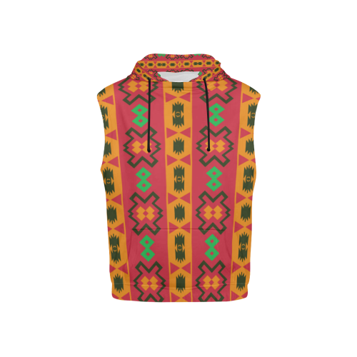 Tribal shapes in retro colors (2) All Over Print Sleeveless Hoodie for Kid (Model H15)