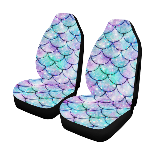 Mermaid SCALES light blue and purple Car Seat Cover Airbag Compatible (Set of 2)