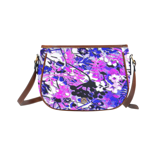floral abstract in bright blues and pink Saddle Bag/Large (Model 1649)