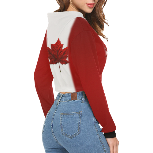 Canada Flag Souvenir All Over Print Crop Hoodie for Women (Model H22)