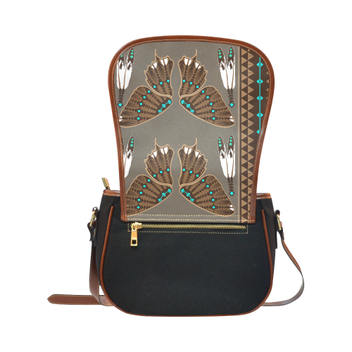 Butterfly wings Brown Saddle Bag/Small (Model 1649)(Flap Customization)
