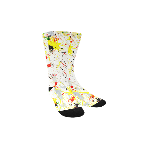 Yellow & Black Paint Splatter Kids' Custom Socks