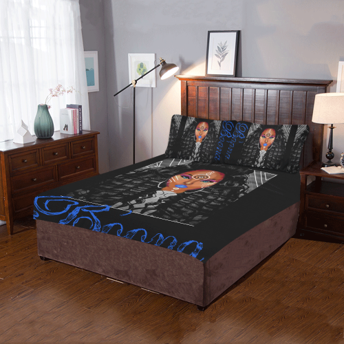 Dreamland Blu blck 3-Piece Bedding Set