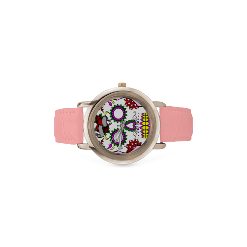 SUGAR SKULL Women's Rose Gold Leather Strap Watch(Model 201)