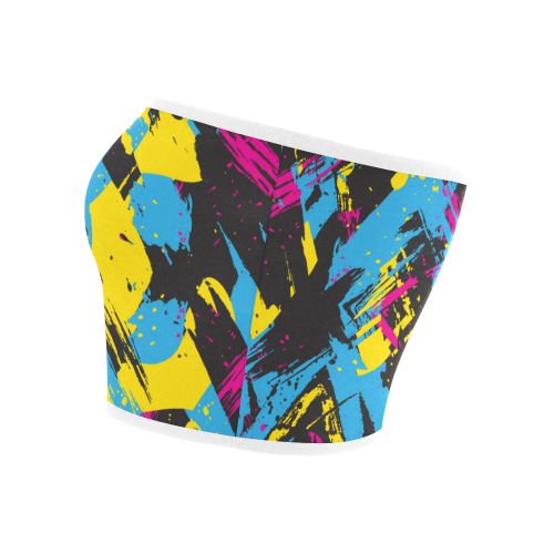Colorful paint stokes on a black background Bandeau Top