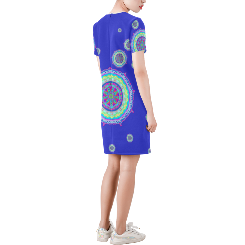 childhood Short-Sleeve Round Neck A-Line Dress (Model D47)