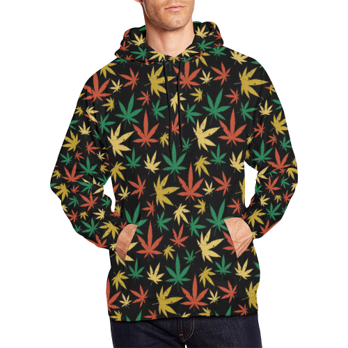 Cannabis Pattern All Over Print Hoodie for Men/Large Size (USA Size) (Model H13)
