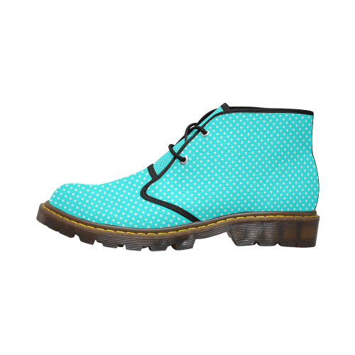 Baby blue polka dots Women's Canvas Chukka Boots/Large Size (Model 2402-1)