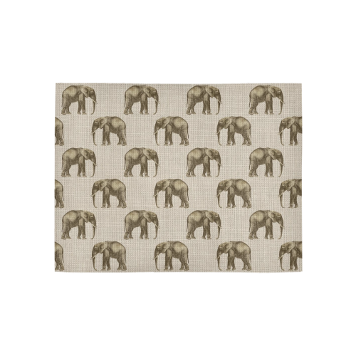Linen Elephant Animal Print Area Rug 5'3''x4'