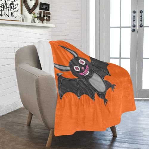 Cute Halloween Bat Orange Ultra-Soft Micro Fleece Blanket 40"x50"