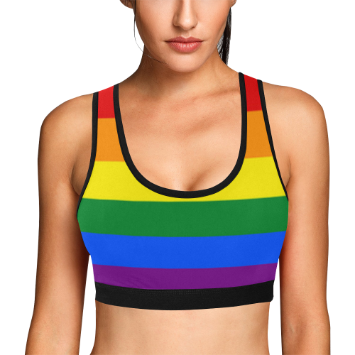 Gay Pride Rainbow Flag Stripes Women's All Over Print Sports Bra (Model T52)