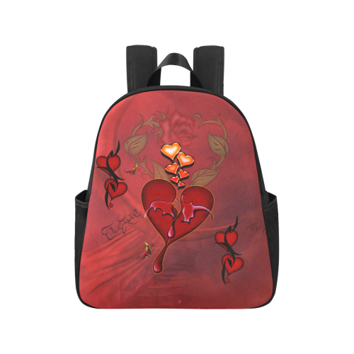 Wonderful hearts Multi-Pocket Fabric Backpack (Model 1684)