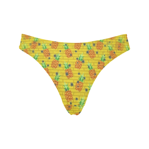 Pineapple Pattern by K.Merske Women's All Over Print Thongs (Model L30)