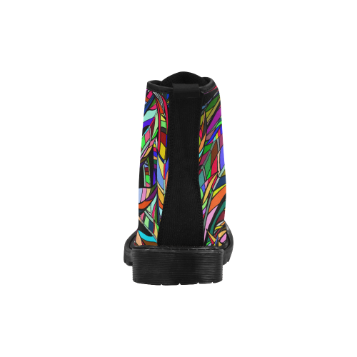 colorful abstract Martin Boots for Men (Black) (Model 1203H)