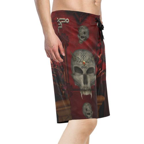 Skull with celtic knot Men's All Over Print Board Shorts (Model L16)