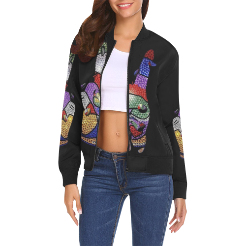 Glitter Peace by Nico Bielow All Over Print Bomber Jacket for Women (Model H19)