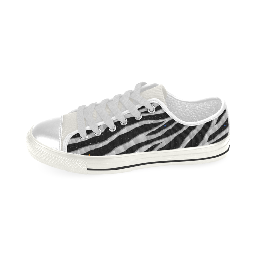 Ripped SpaceTime Stripes - White Low Top Canvas Shoes for Kid (Model 018)