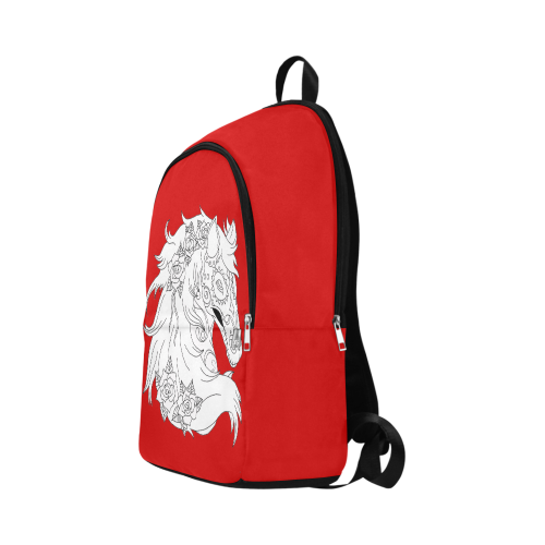 Color Me Sugar Skull Horse Red Fabric Backpack for Adult (Model 1659)