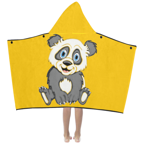 Smiling Panda Yellow Kids' Hooded Bath Towels
