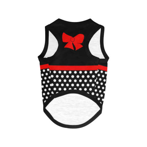 Polka Dots Black with Red Bow All Over Print Pet Tank Top