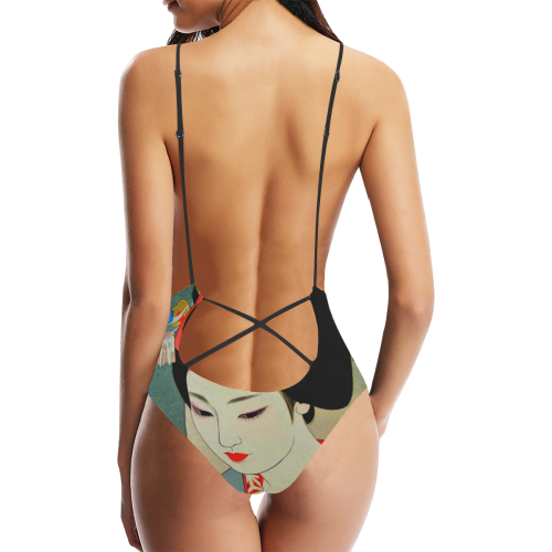 Onnano hito Sexy Lacing Backless One-Piece Swimsuit (Model S10)
