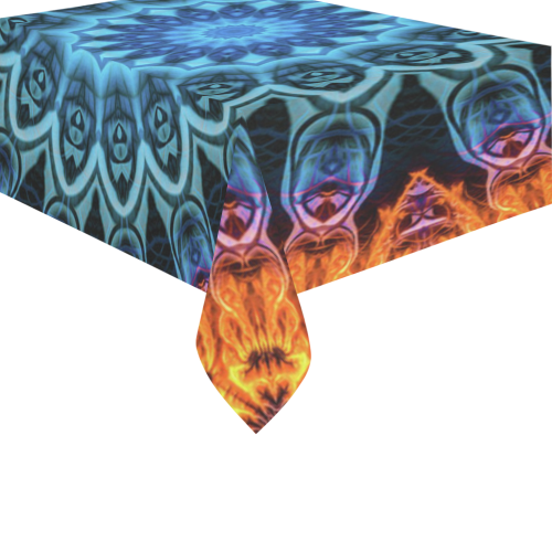MANDALA SKY ON FIRE Cotton Linen Tablecloth 60" x 90"