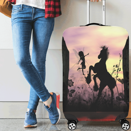 Wonderful fairy with foal in the sunset Luggage Cover/Large 26"-28"