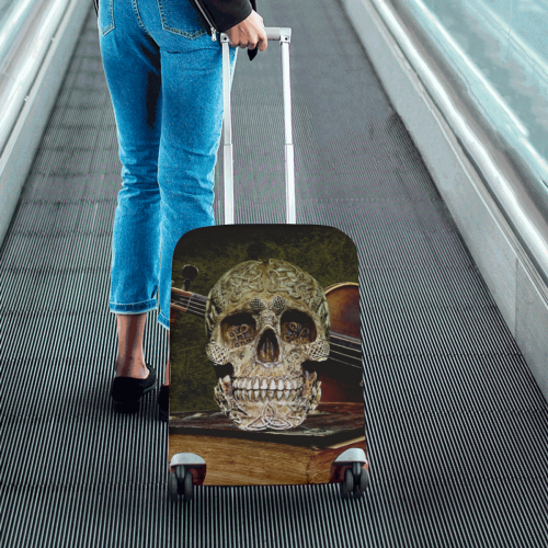 Funny Skull and Book Luggage Cover/Small 18"-21"
