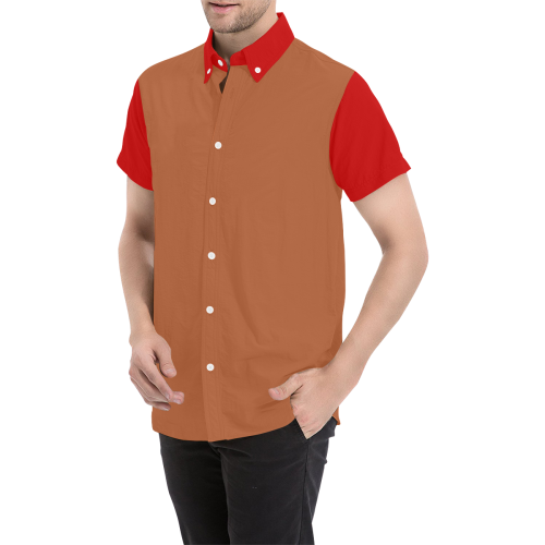 RB11 Red and Brown Shirt Men's All Over Print Short Sleeve Shirt (Model T53)