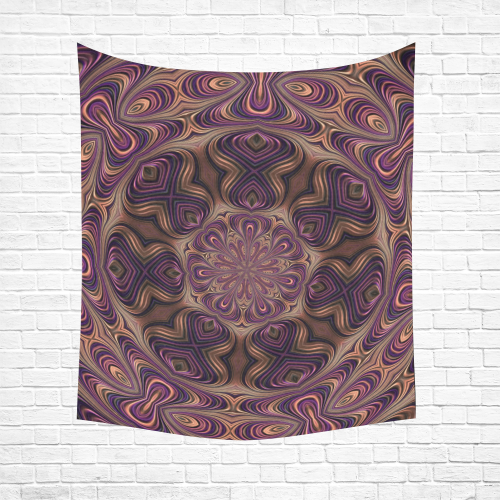 Pastel Satin Ribbons Fractal Mandala 3 Cotton Linen Wall Tapestry 51"x 60"