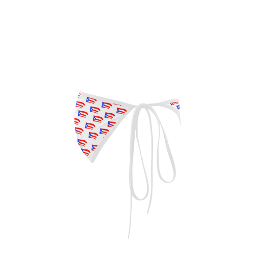 Puerto Rican Flags White Custom Bikini Swimsuit Bottom