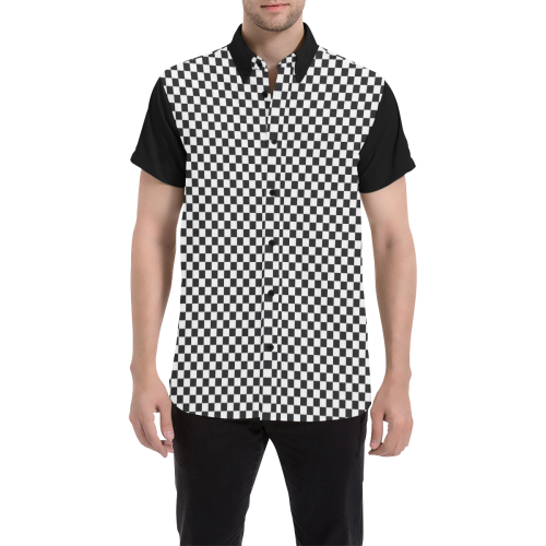 RACING / CHESS SQUARES pattern - black Men's All Over Print Short Sleeve Shirt (Model T53)