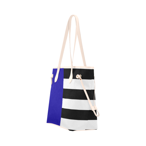 Blue and Stripes Mixed Print Clover Canvas Tote Bag (Model 1661)
