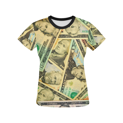 US DOLLARS All Over Print T-shirt for Women/Large Size (USA Size) (Model T40)