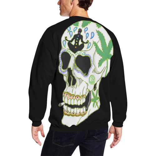 Enlightenment Sugar Skull Black All Over Print Crewneck Sweatshirt for Men (Model H18)