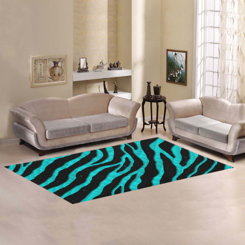 Ripped SpaceTime Stripes - Cyan Area Rug 7'x3'3''
