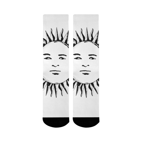 GOD Men Mid Socks White & Black Mid-Calf Socks (Black Sole)