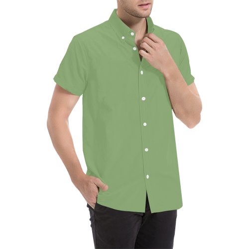 color asparagus Men's All Over Print Short Sleeve Shirt (Model T53)