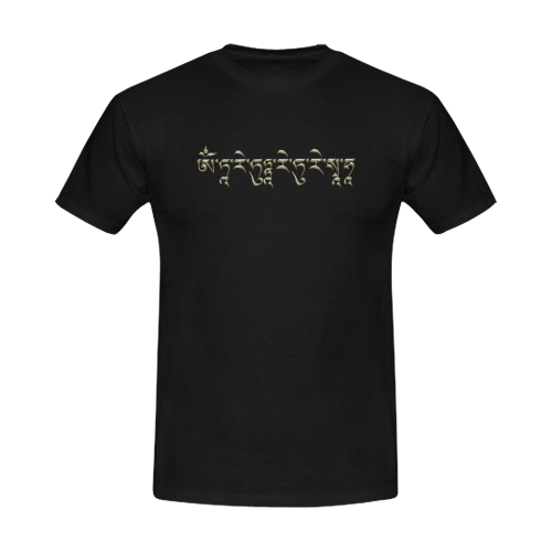 Green Tara Mantra Gold Men's Slim Fit T-shirt (Model T13)