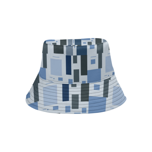 Abstract Blue Squares All Over Print Bucket Hat