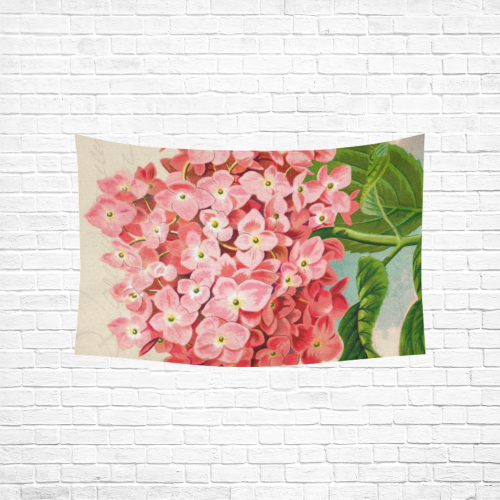 pink hydrangia Cotton Linen Wall Tapestry 60"x 40"