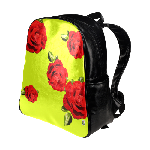 Fairlings Delight's Floral Luxury Collection- Red Rose Multi-Pockets Backpack 53086b13 Multi-Pockets Backpack (Model 1636)