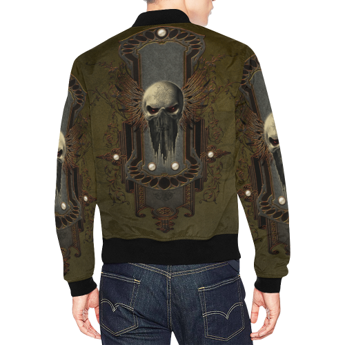 Awesome dark skull All Over Print Bomber Jacket for Men/Large Size (Model H19)
