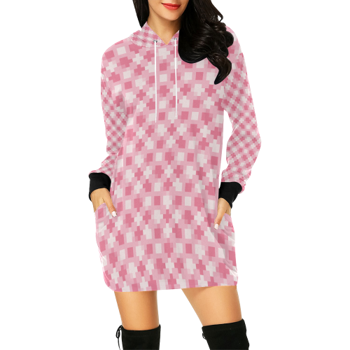 pink pattern All Over Print Hoodie Mini Dress (Model H27)