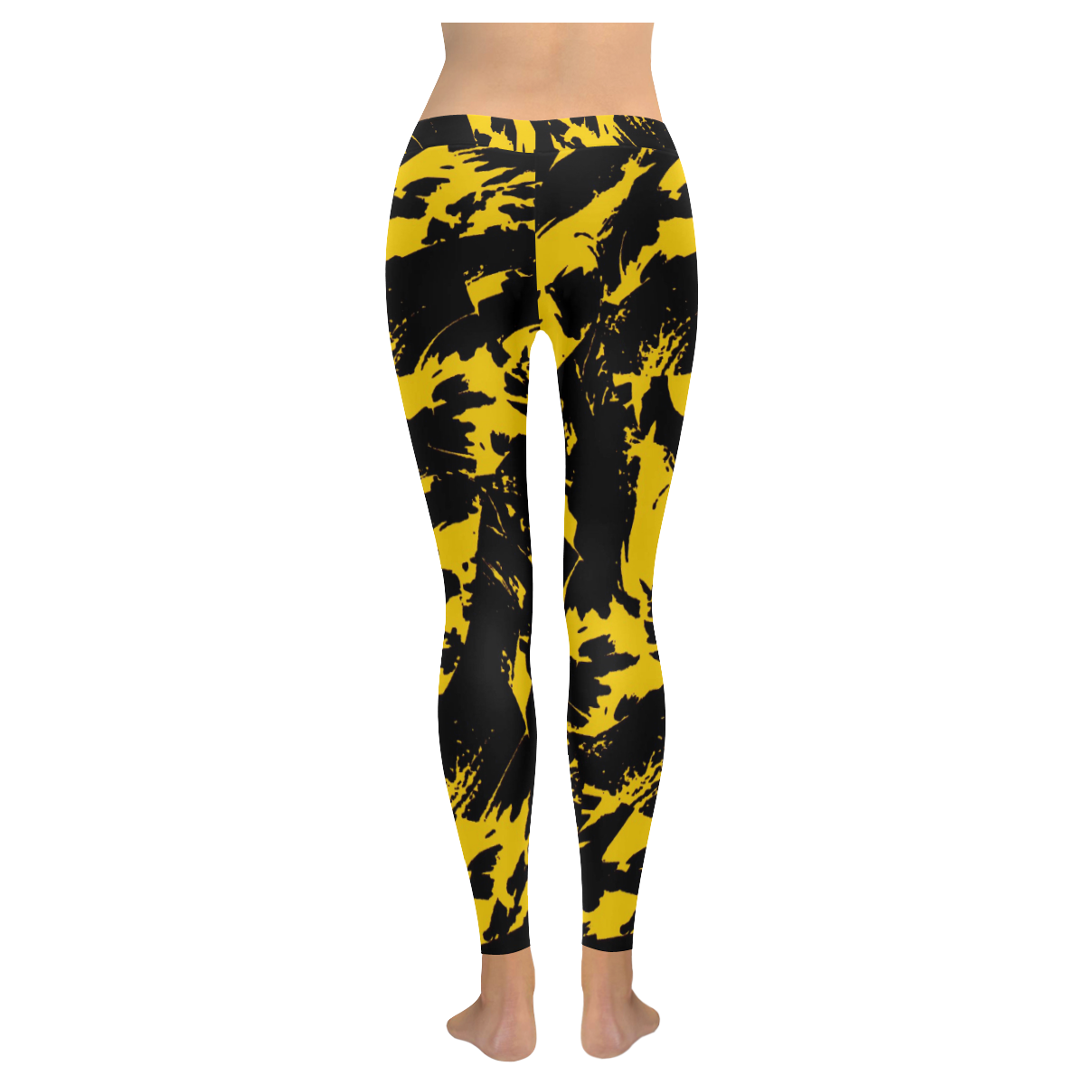 Black and Yellow Paint Splatter Low Rise Leggings (Invisible Stitch