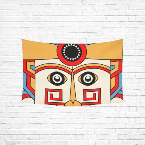 Aztec Religion Tribal Cotton Linen Wall Tapestry 60"x 40"
