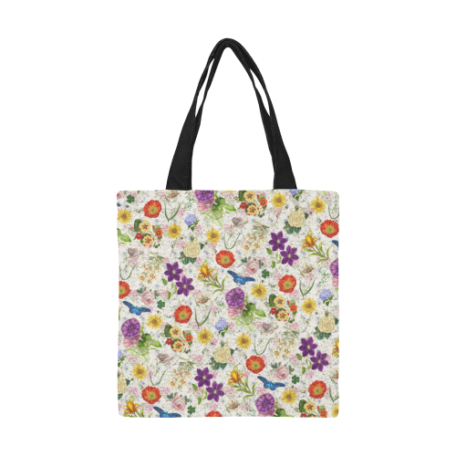 Vintage Painting Flowers Butterflies 1 All Over Print Canvas Tote Bag/Small (Model 1697)